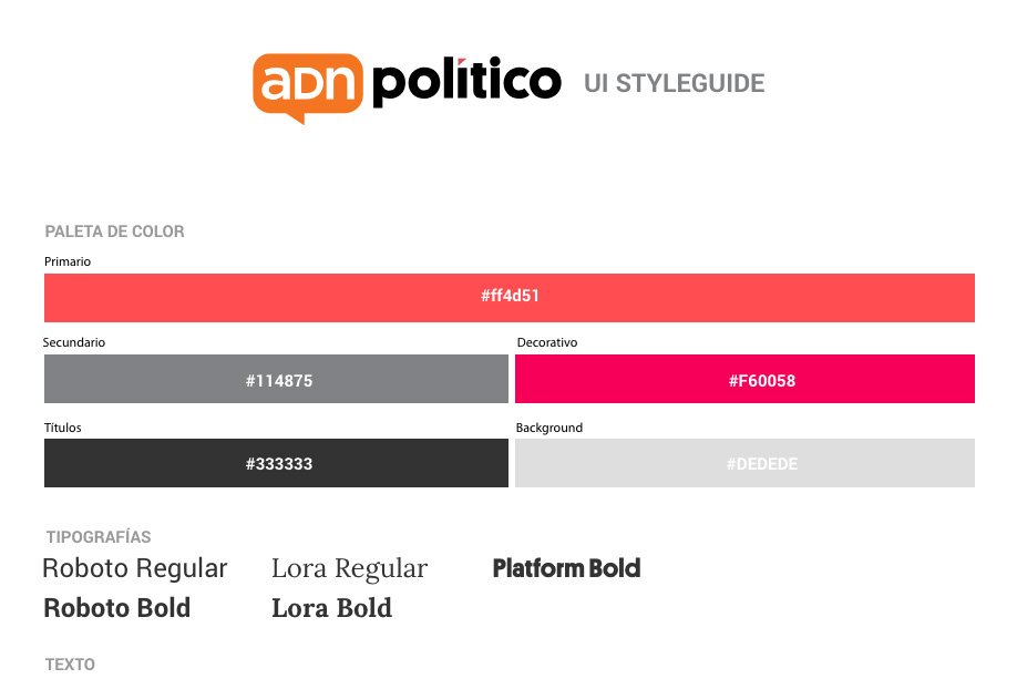 Participación en el diseño de interfaz para ADNPolítico.